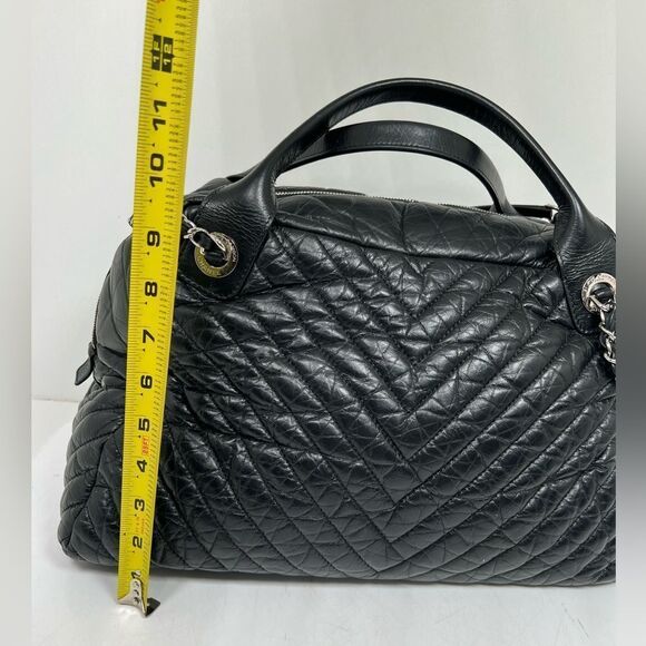 Chanel Soft Bowling Bag Chevron Aged Claf Skin Large Bag - Picture 11 of 13
